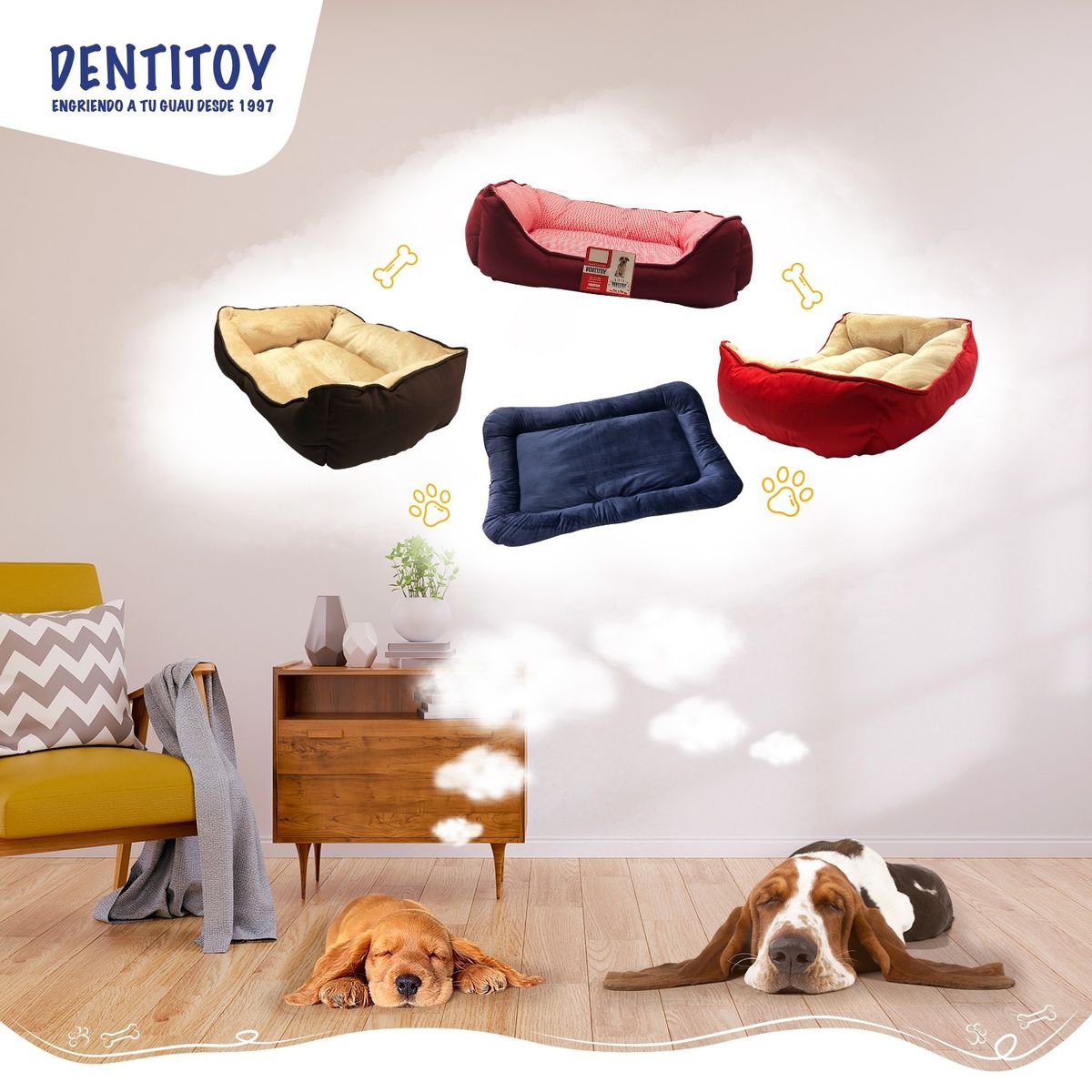 GENERICO - CAMA MEDIANO PARA PERRO MILOU COLOR MARRON