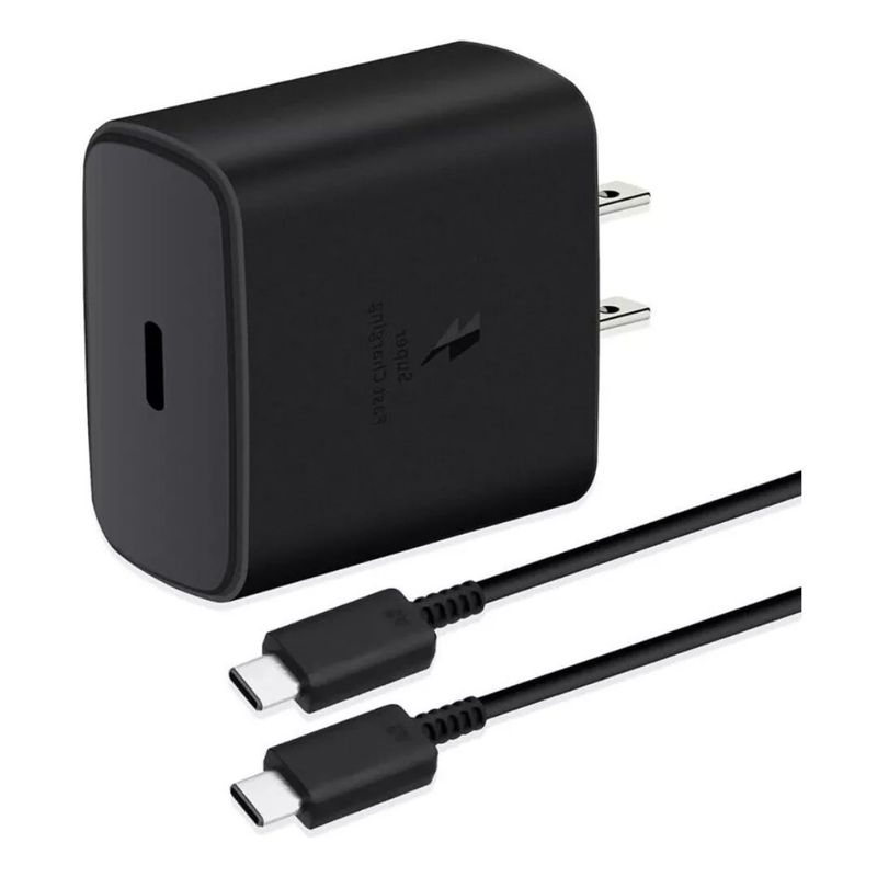 GENERICO - Cargador Adaptador Generico Samsung 45W USB-C Con Cable Tipo C - Negro