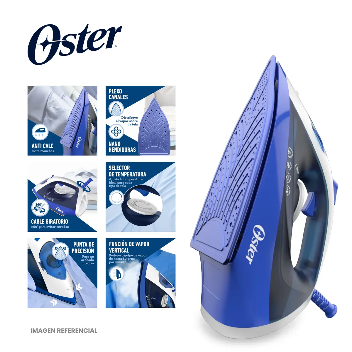 OSTER - Plancha de vapor Oster con base Antiadherente GCSTBS6003