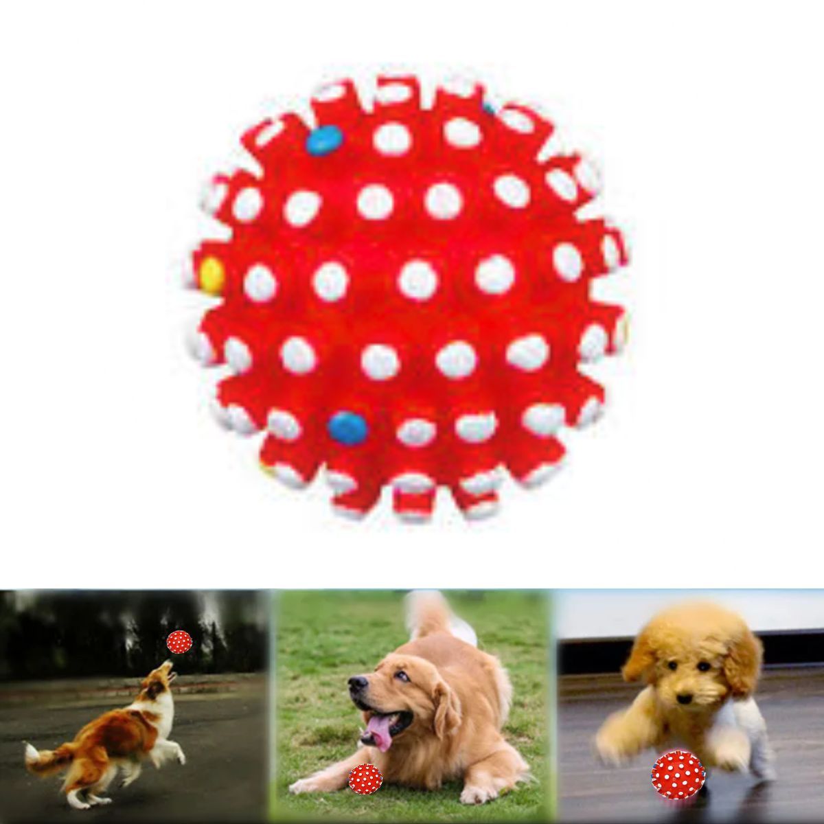 GENERICO - PELOTA ERIZO DE JEBE PERROS-MASCOTA ROJA