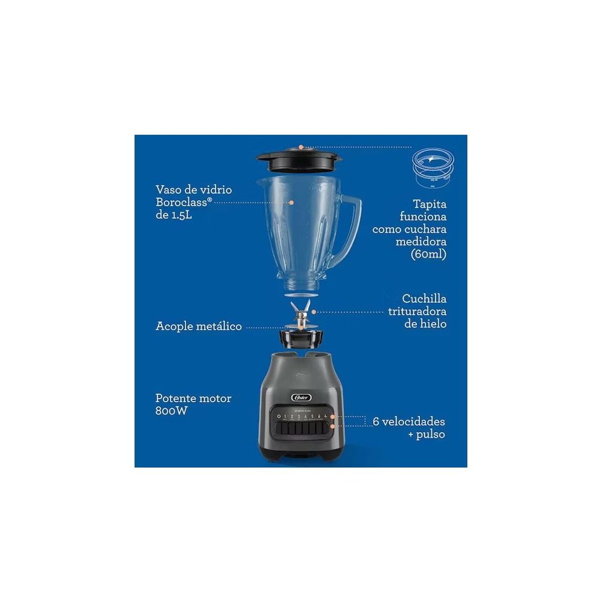 OSTER - Licuadora Oster® BLSTPEG-GPB 6 velocidades 600watts
