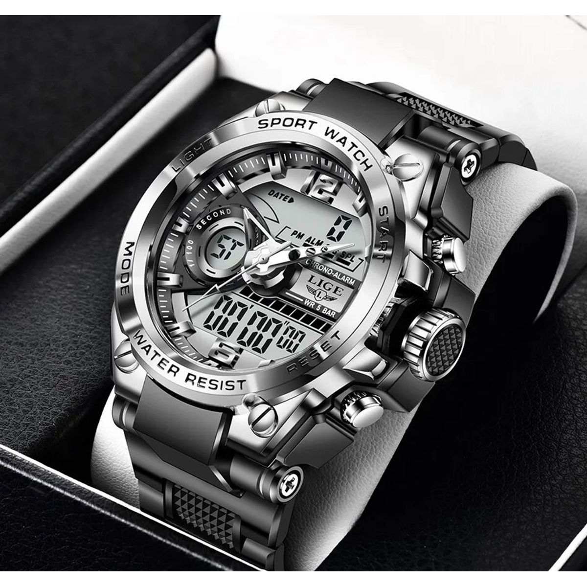 GENERICO - Reloj LIGE Analógico Digital Hombre Impermeable Deporte Multifunción