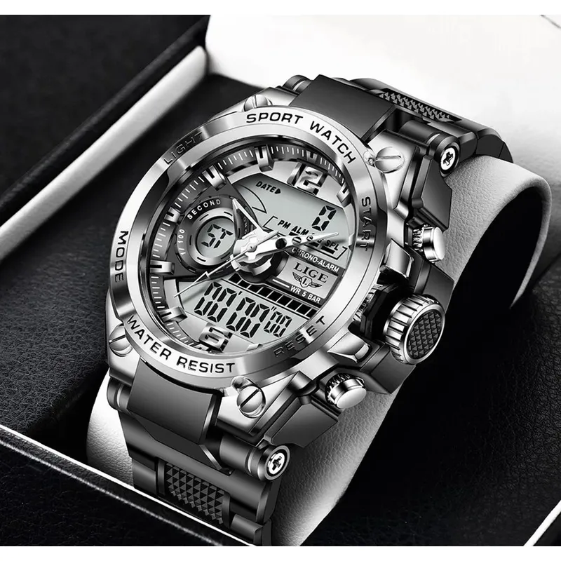 GENERICO - Reloj LIGE Analógico Digital Hombre Impermeable Deporte Multifunción
