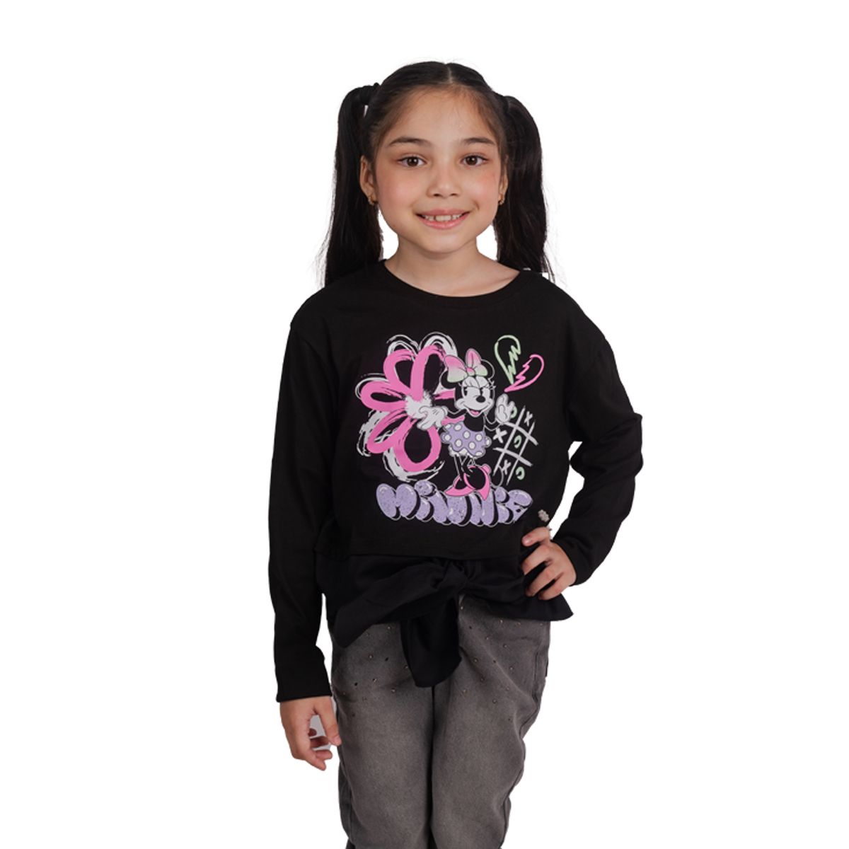 DISNEY - POLO MANGA LARGA NIÑA MINNIE MOUSE NEGRO