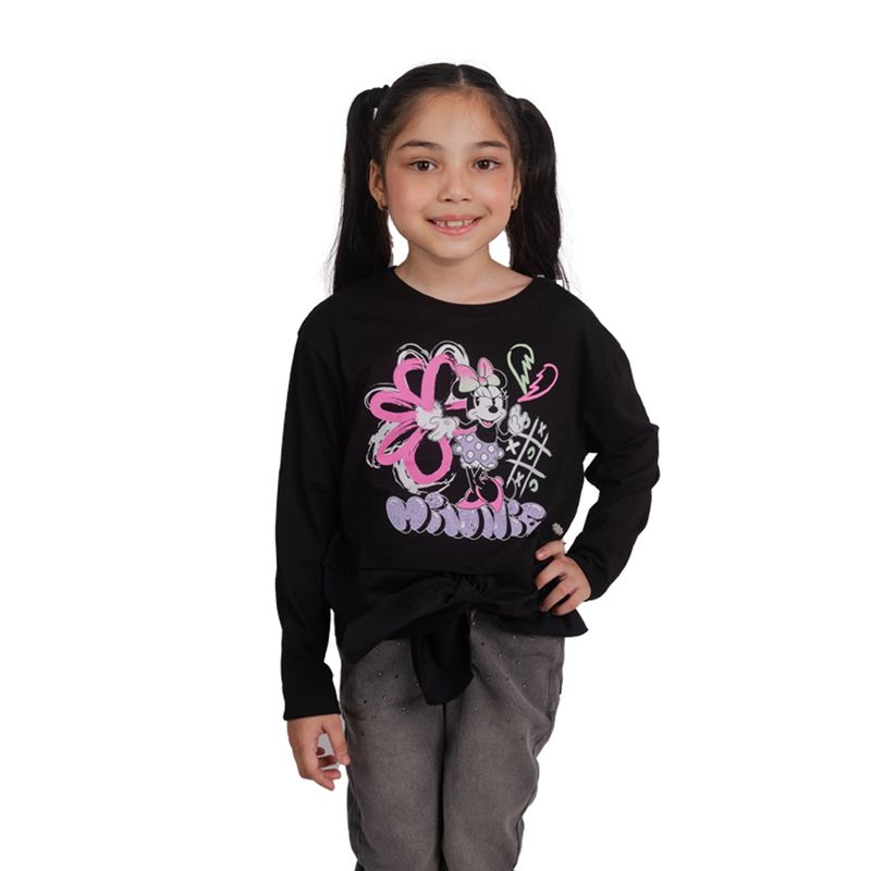 DISNEY - POLO MANGA LARGA NIÑA MINNIE MOUSE NEGRO