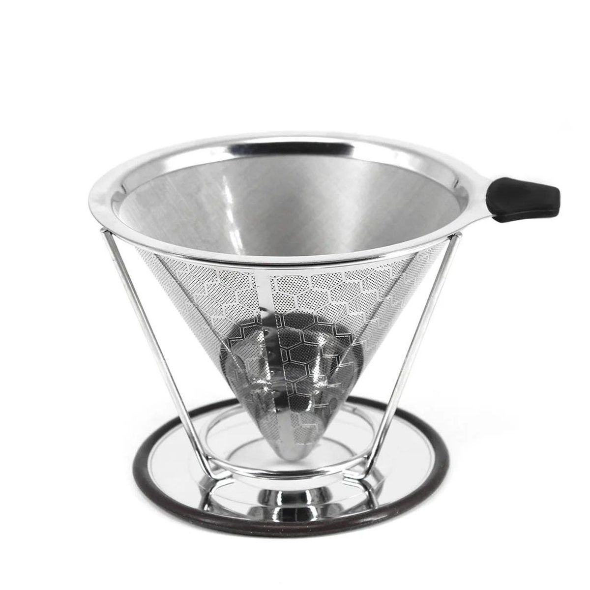 GENERICO - V60 Drip de Doble Capa con Soporte - Acero Inoxidable 304
