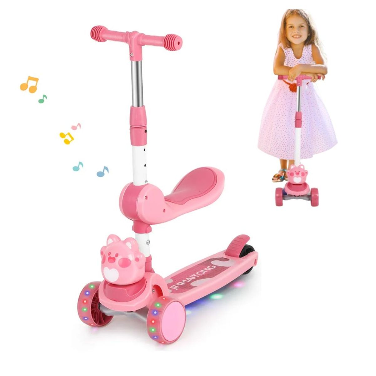 GENERICO - Scooter Kawaii Musical Full Luces Para Niños 2 en 1