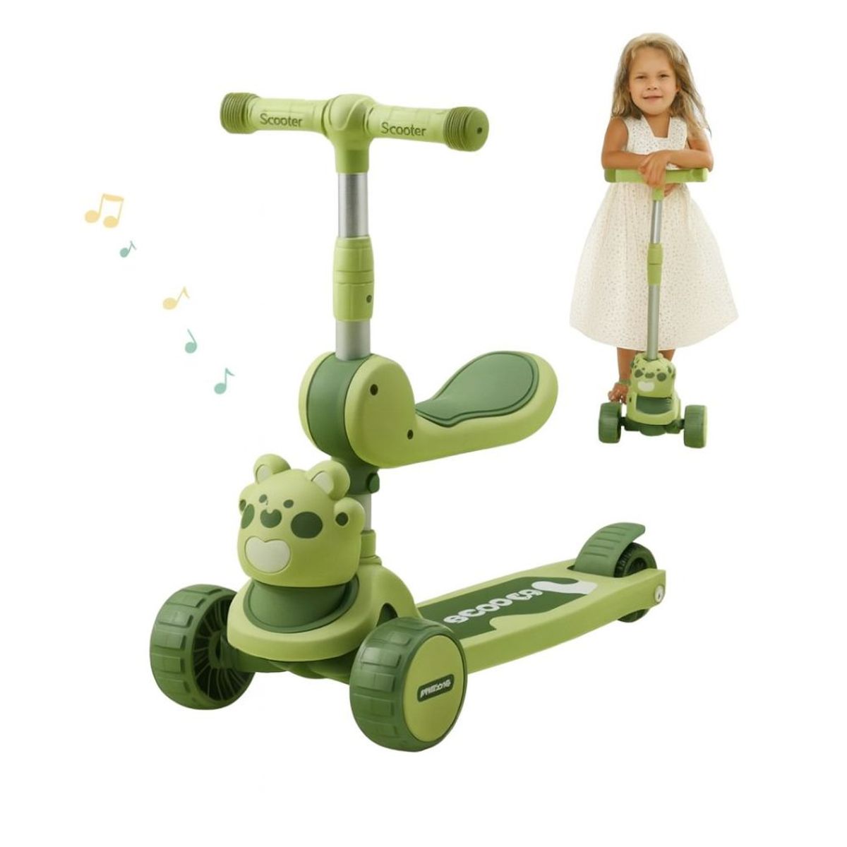 GENERICO - Scooter Kawaii  Musical Full Luces Para Niños 2 en 1