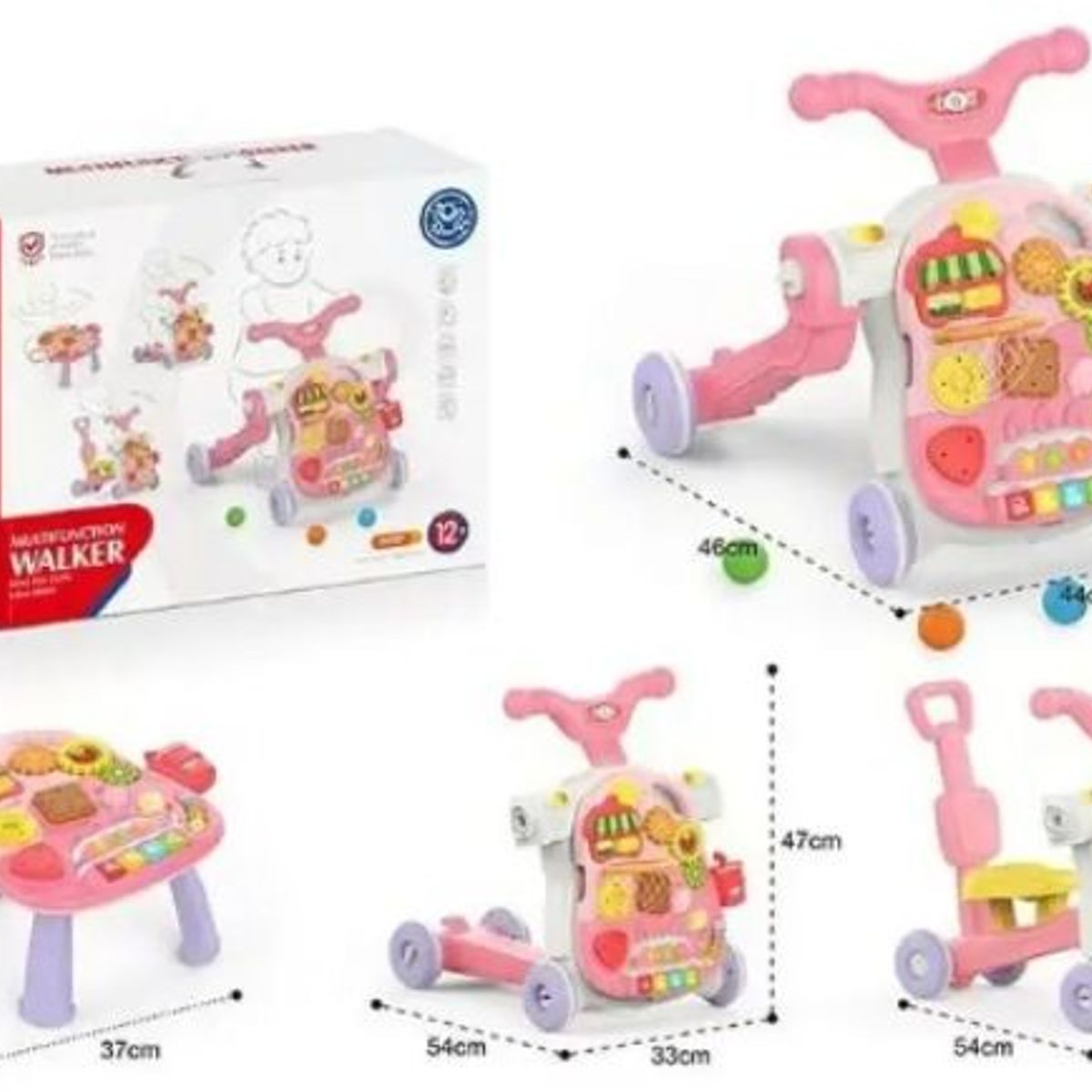 HUANGER - Andador multifunción para bebés 4 en 1 Rosado