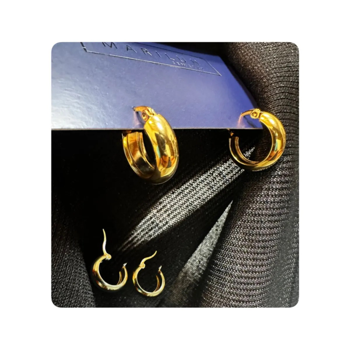 GENERICO - Aretes Acero - Argollas Chnk Thick Pequeña Dorada