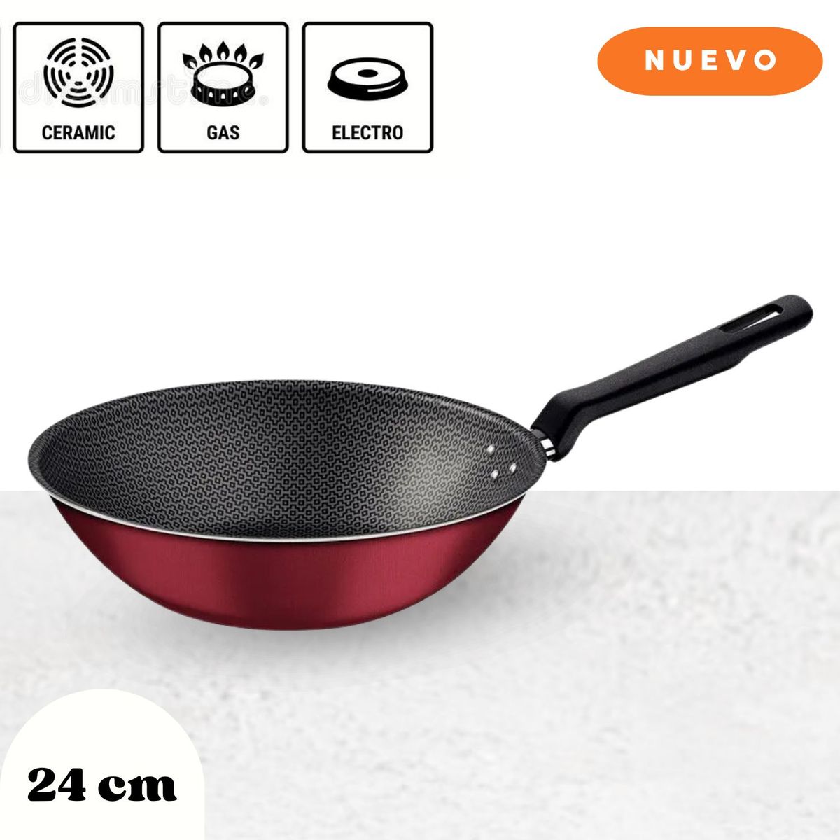TRAMONTINA - Sartén wok Loreto Antiadherente 24 cm Rojo