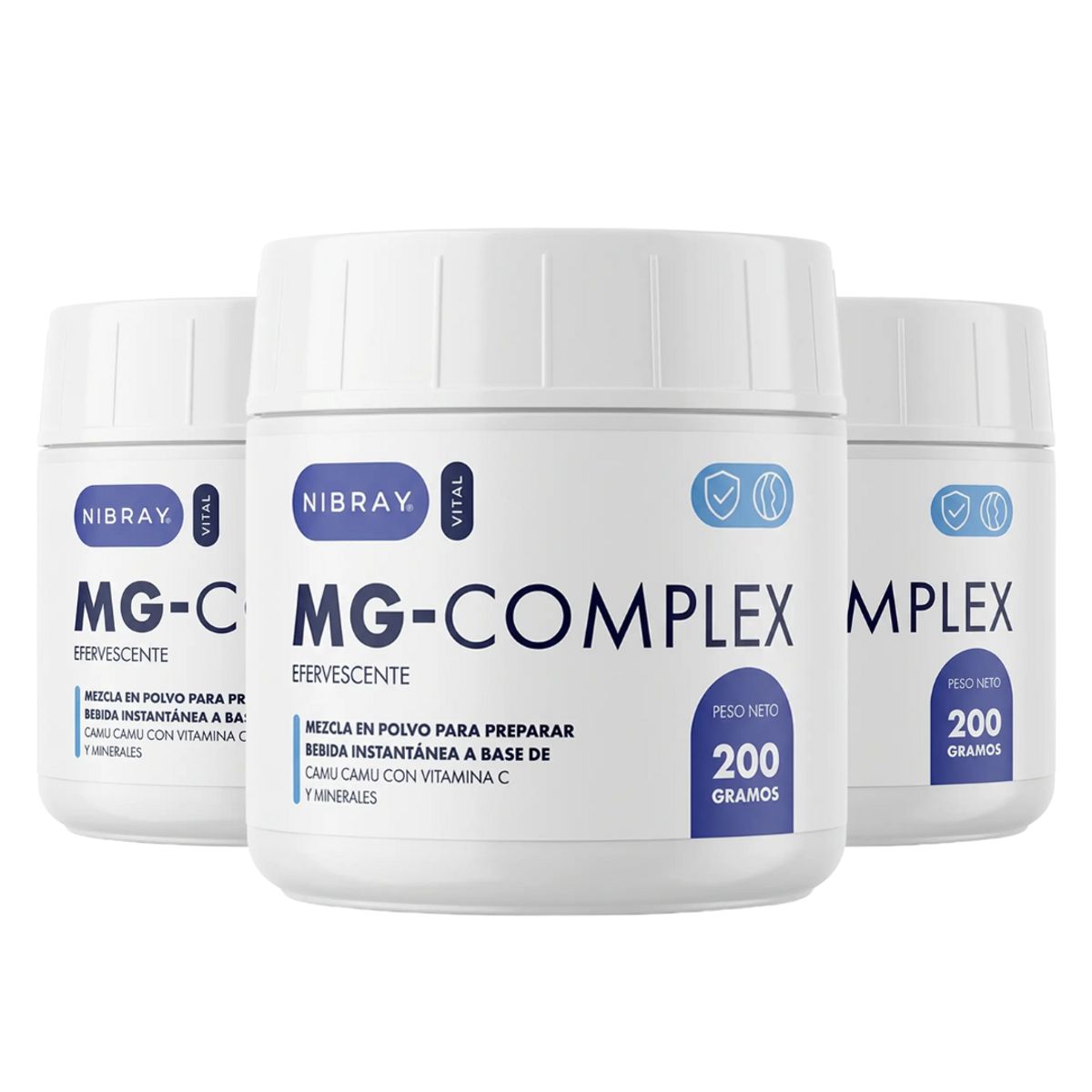 NIBRAY - Magnesio Potasio Calcio y Vitamina C 3 Potes Mg Complex