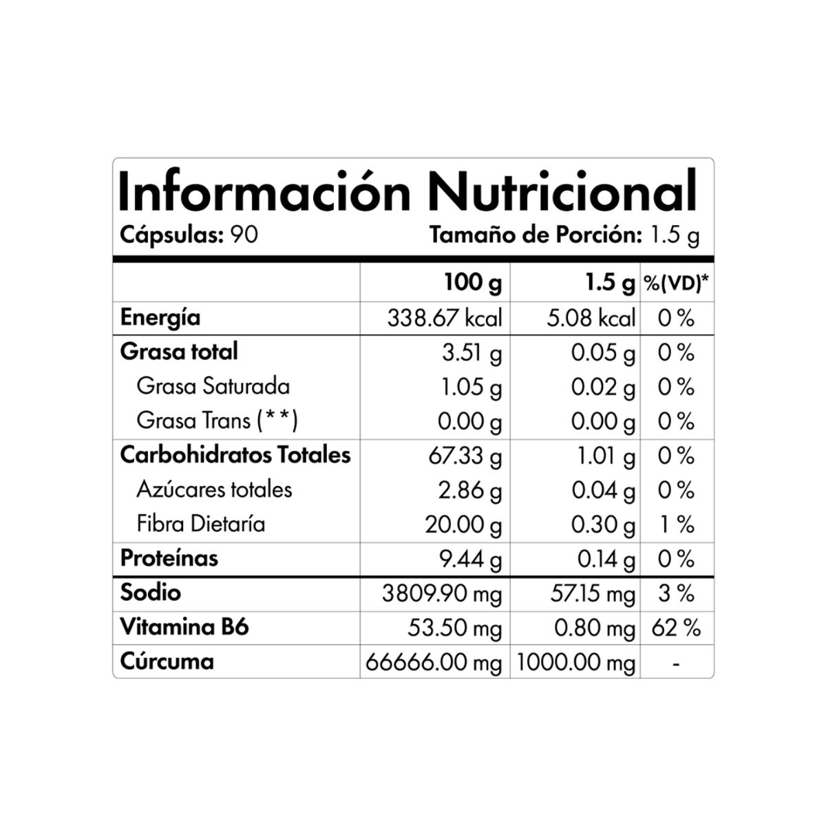 NIBRAY - Curcuma con Pimienta Negra y Kion 90 Capsulas Nibray Vital