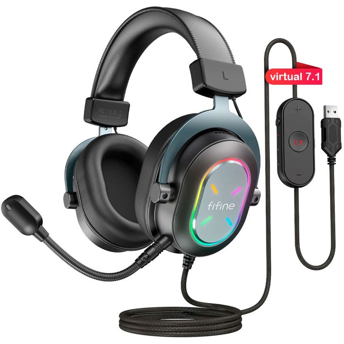FIFINE - Audifono Gamer Fifine H6 negro envolvente 7.1