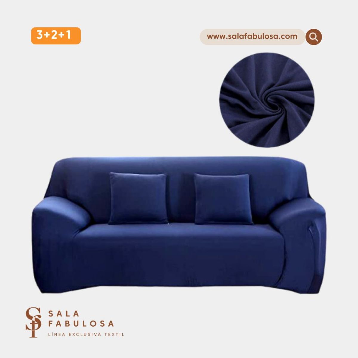 SALA FABULOSA - Funda protectora de mueble Lycra Set 3-2-1 pzs Blue fun Sala fabulosa
