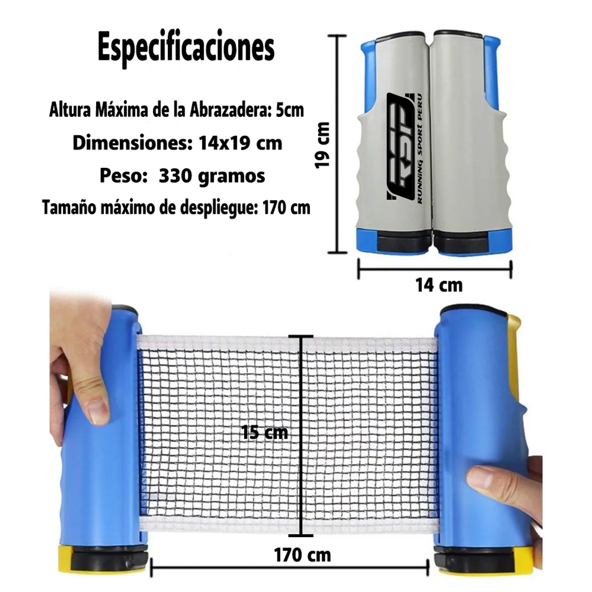 RUNNING SPORT PERU - Juego de Ping Pong Mesa con Red Retráctil 2 Raquetas