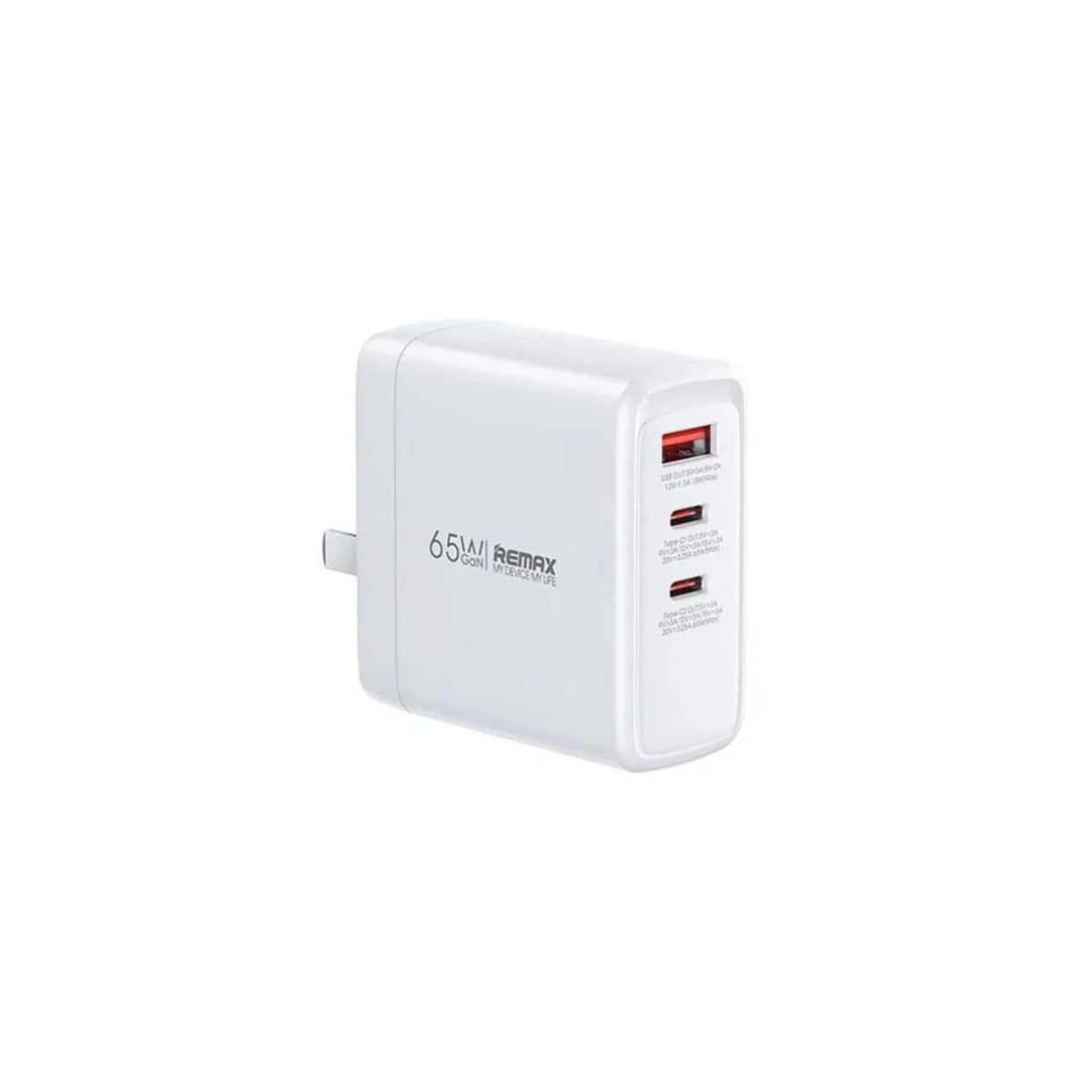REMAX - Cargador De Pared Remax Gun 65w 3 Puertos - BLANCO