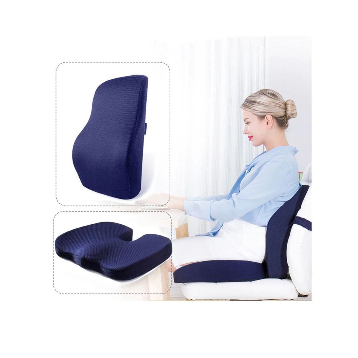 OEM - Cojín y Respaldar Viscoelástico con Gel para Silla o Auto