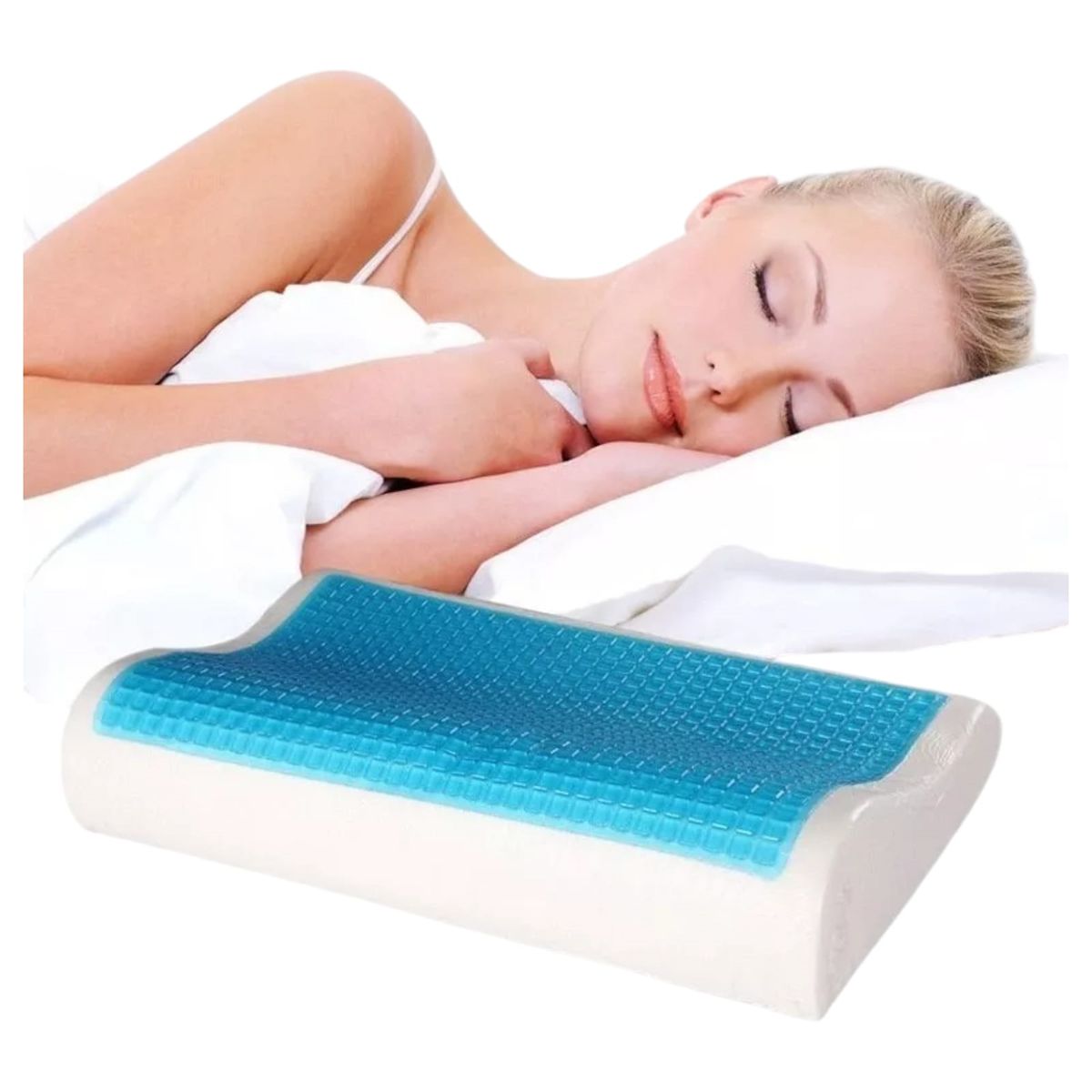 GENERICO - Almohada Ortopedica Cervical Viscoelastica Con Gel y Funda de fibra de Bambú