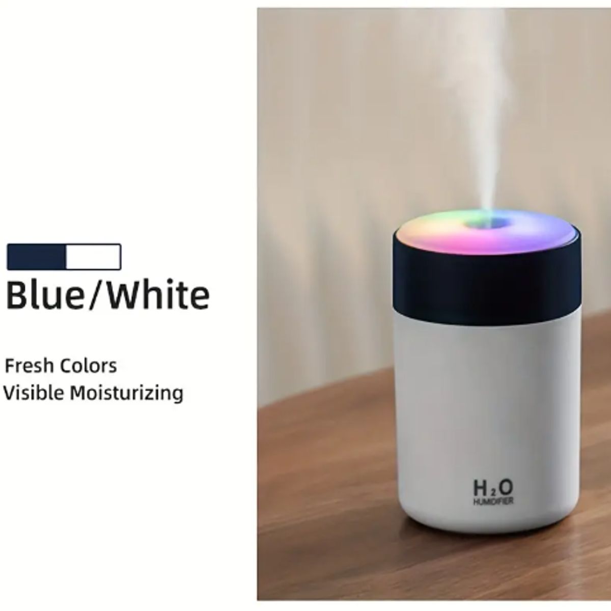 GENERICO - Mini Humidificador H2O Estilo Portátil Silencioso Recargable Blanco