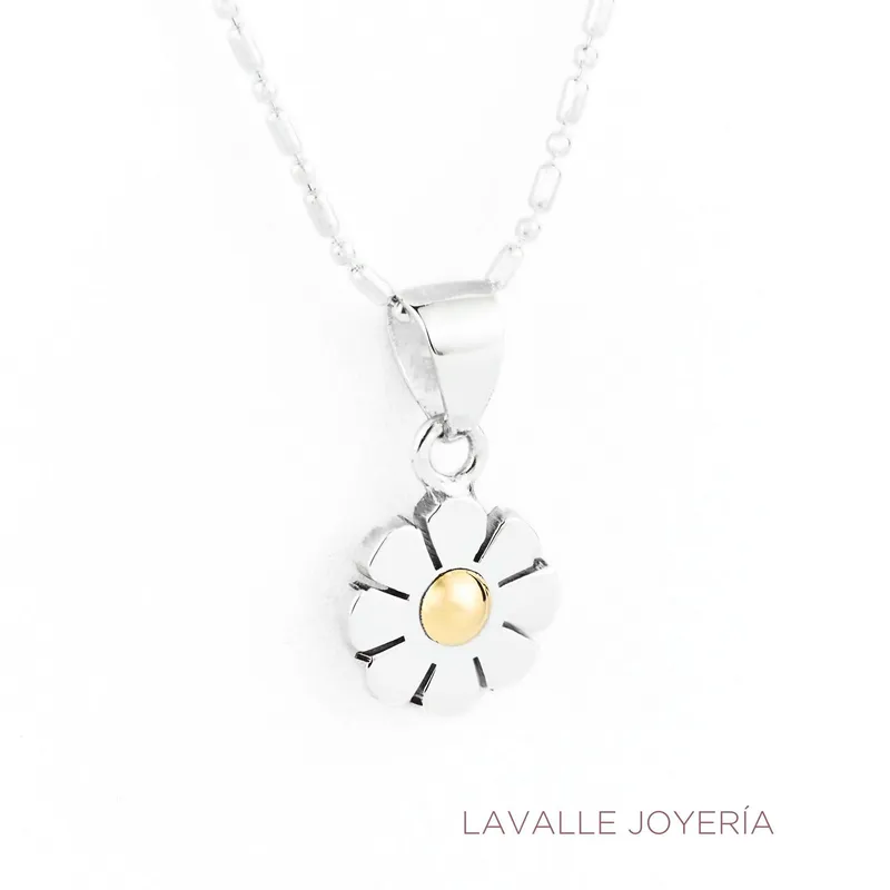 OEM - Collar Margarita plata y Oro 18k Lavalle Joyería