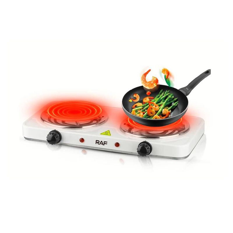 RAFF - Cocina Electrica Estufa RAF 2 Hornillas 2000 Watts Portatil