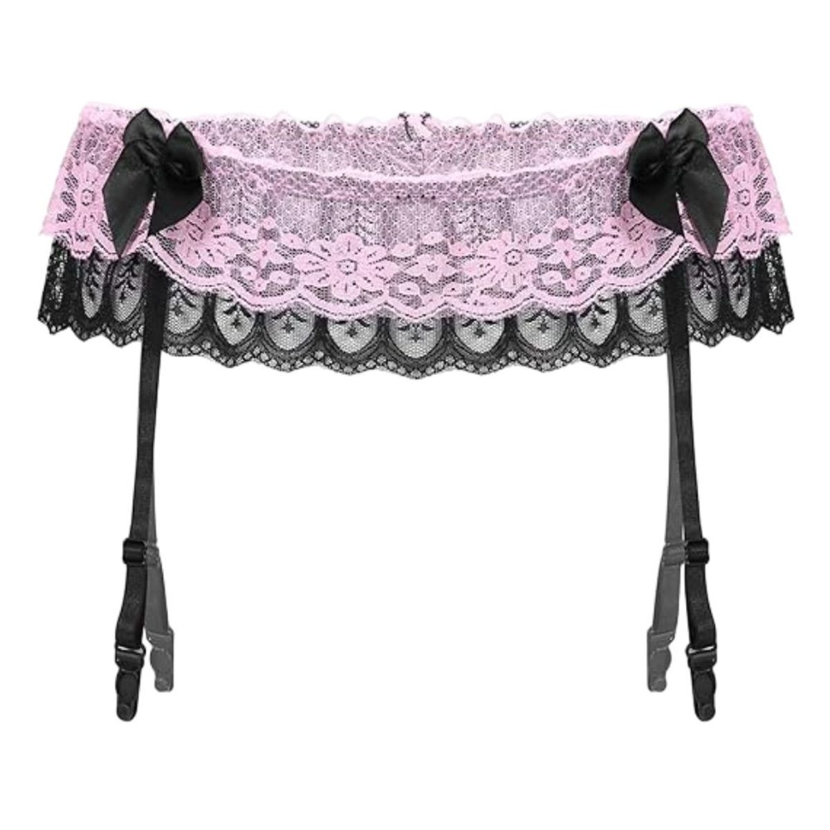 GENERICO - Sexy Cinturón Con Liga  - ROSADO Y NEGRO