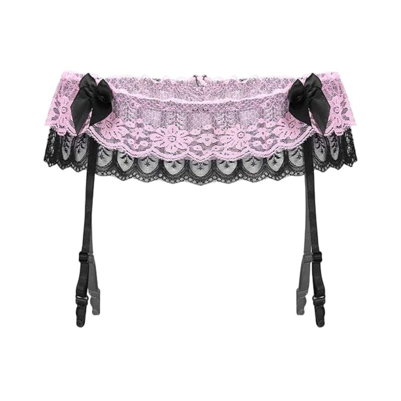 GENERICO - Sexy Cinturón Con Liga  - ROSADO Y NEGRO