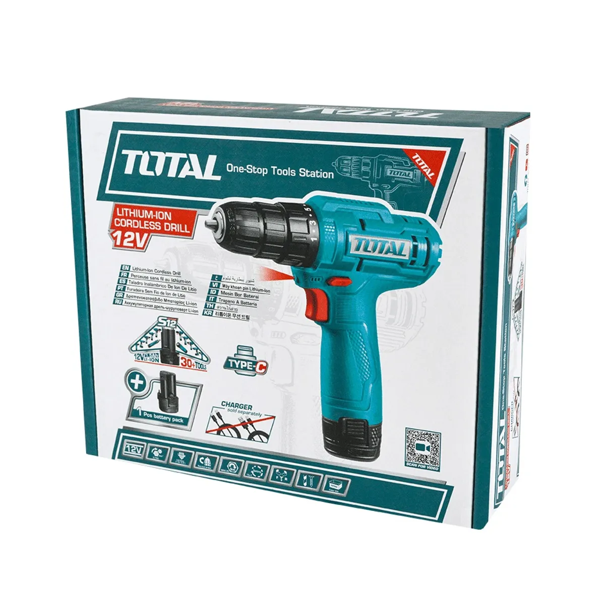 TOTAL TOOLS - TALADRO ATORNILLADOR INALAMBRICO 12V - 10MM  TOTAL TDLI12456