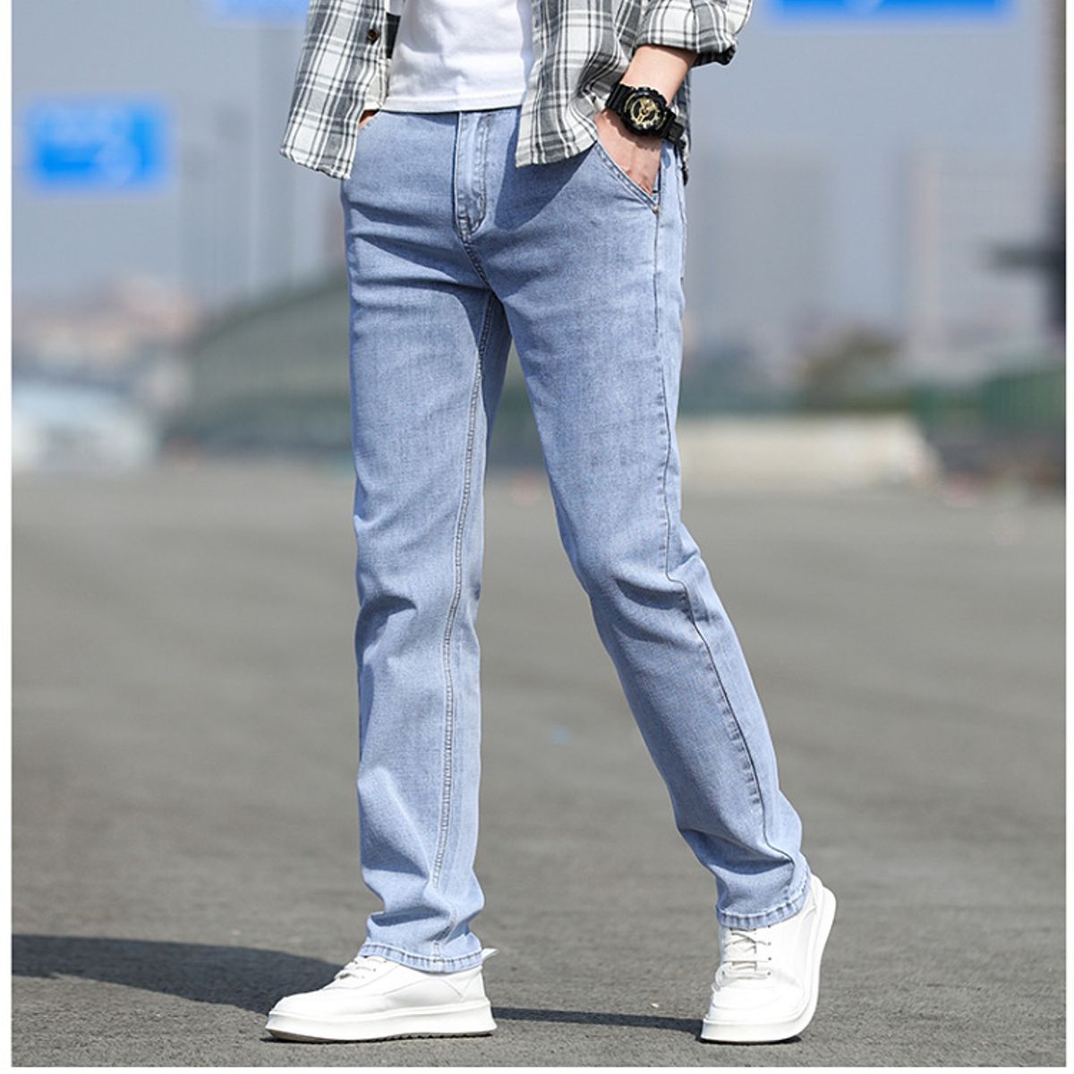 BLWOENS - Pantalones largos para hombres -Azul