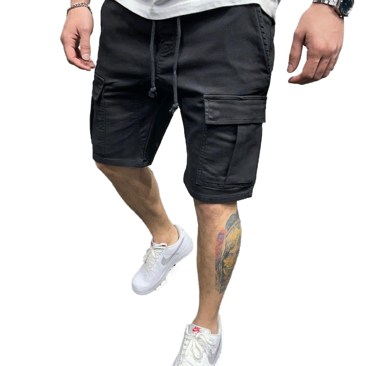 BLWOENS - Pantalones cortos masculinos para Hombre-Negro