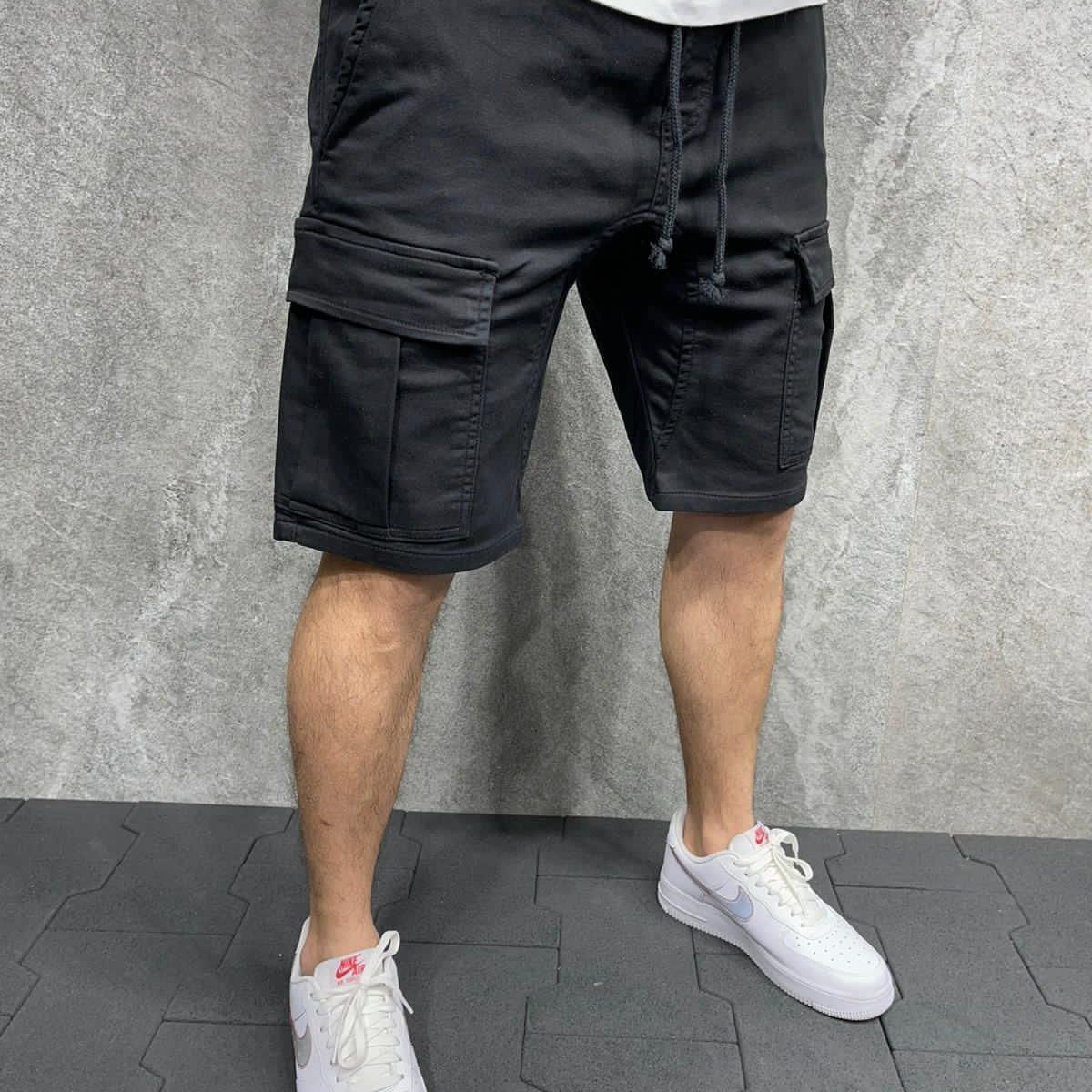 BLWOENS - Pantalones cortos masculinos para Hombre-Negro