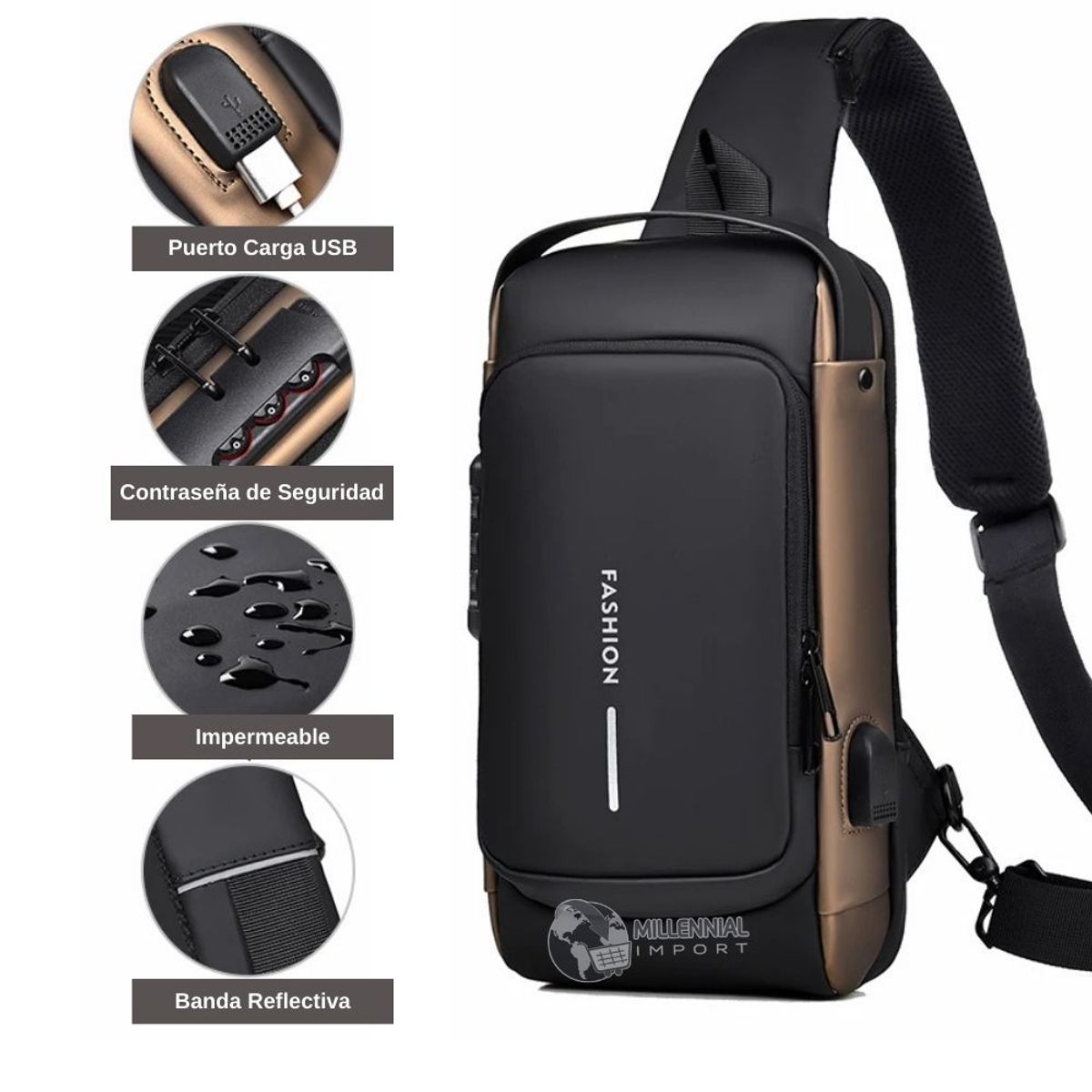 GENERICO - Mochila Tipo Morral Elegante de Hombre Sport Pechera Alta Calidad