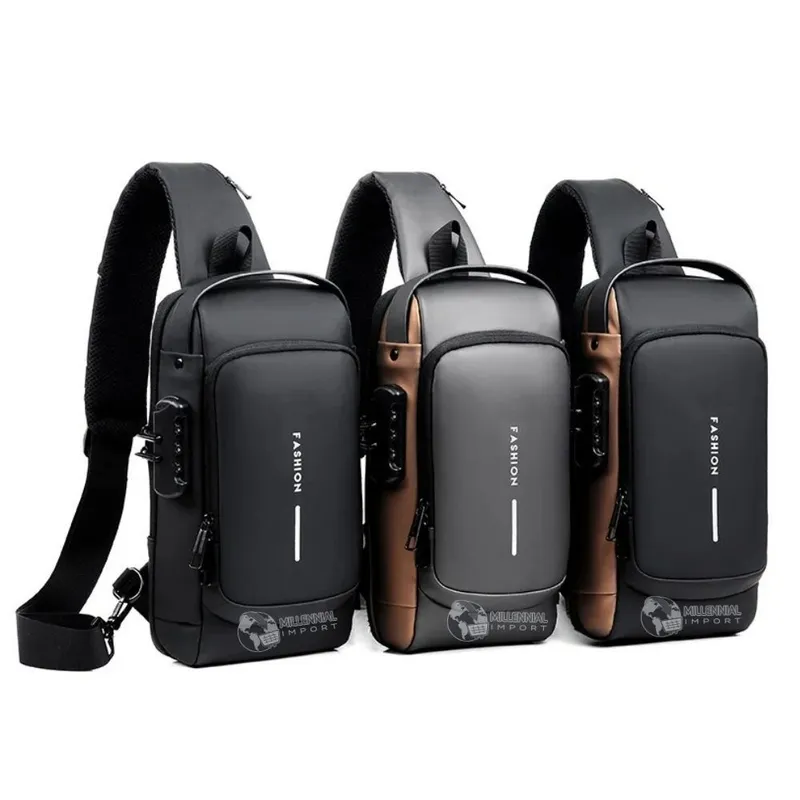 GENERICO - Riñonera Hombre Cruzada con Sistema Antirrobo e Impermeable