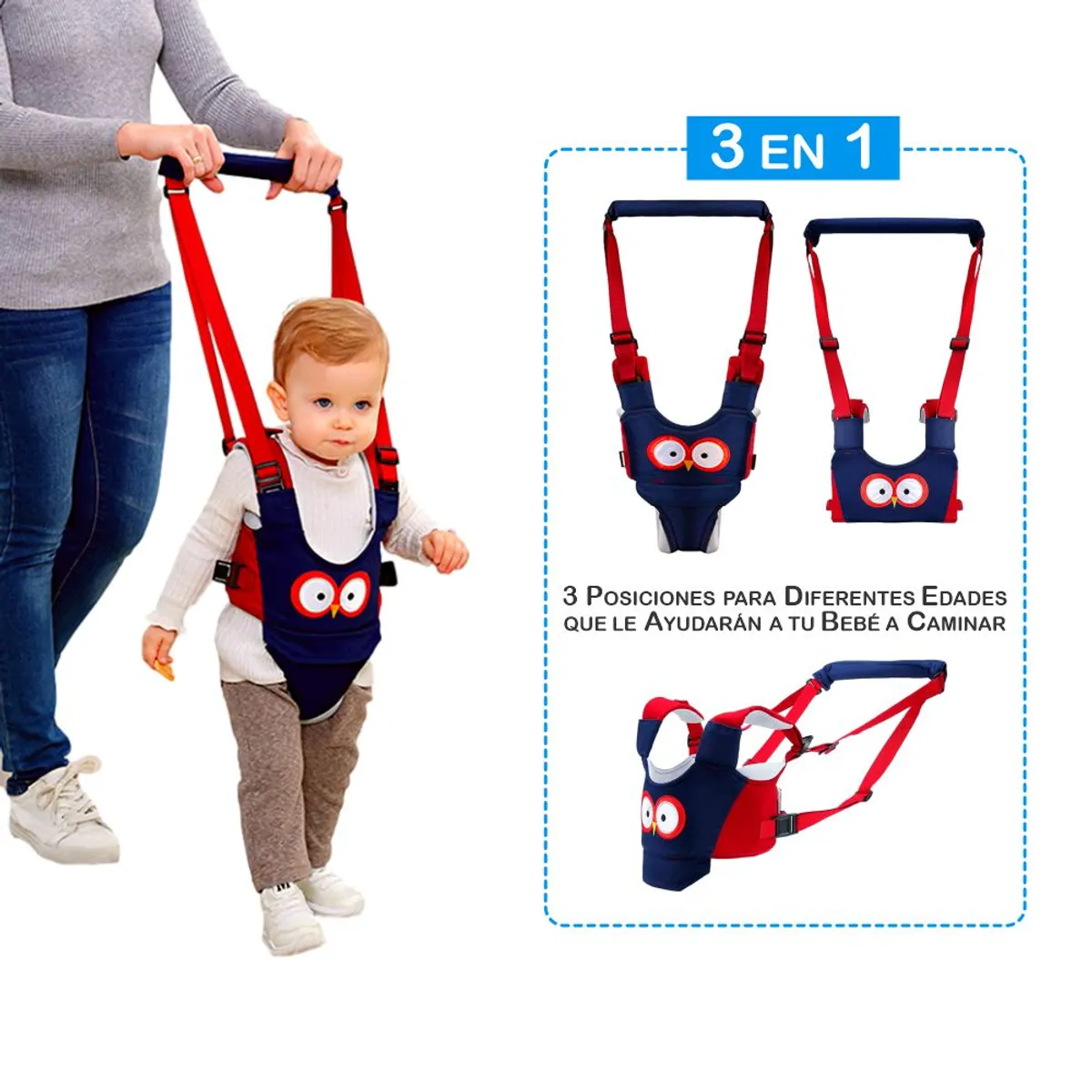 BABY - Arnes Caminador para Bebé 3 en 1 Ajustable - Azul