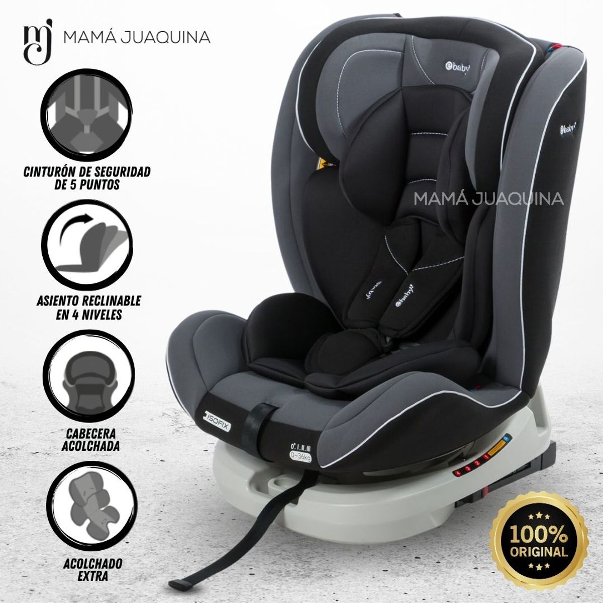 EBABY - Silla de Auto 360° «DONAN» Black