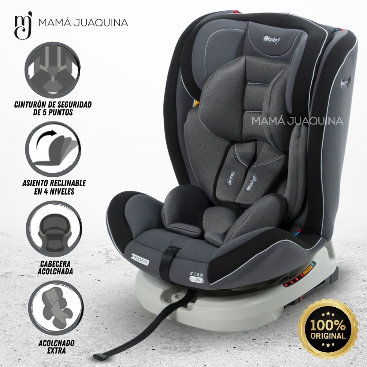EBABY - Silla de Auto 360° «DONAN» Dark Gray
