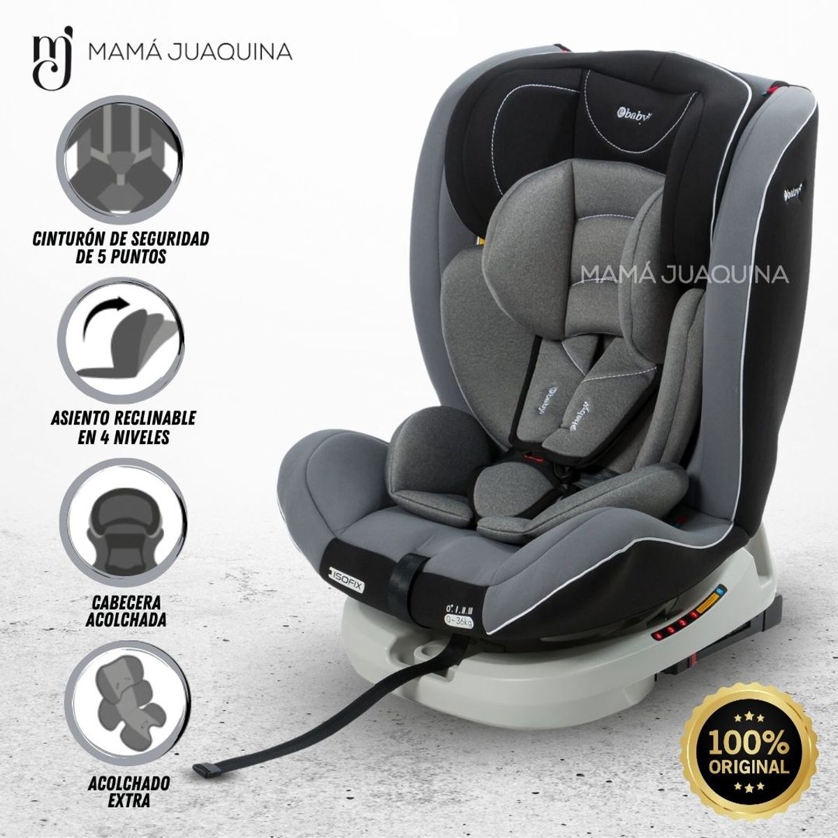 EBABY - Silla de Auto 360° «DONAN» Gray