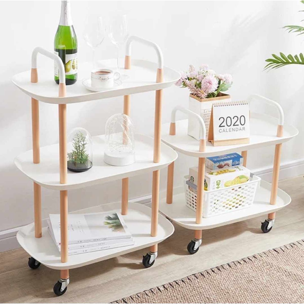 GENERICO - Mesa Auxiliar Rodante Multiusos Elegante de Madera Sala Hogar Oficina