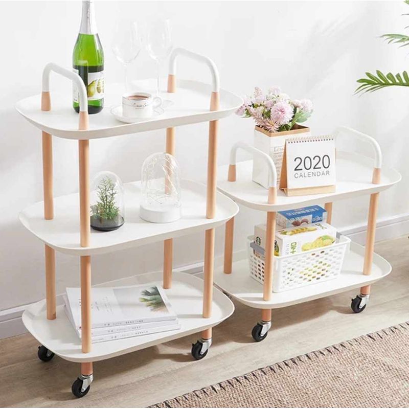 GENERICO - Mesa Auxiliar Rodante Multiusos Elegante de Madera Sala Hogar Oficina