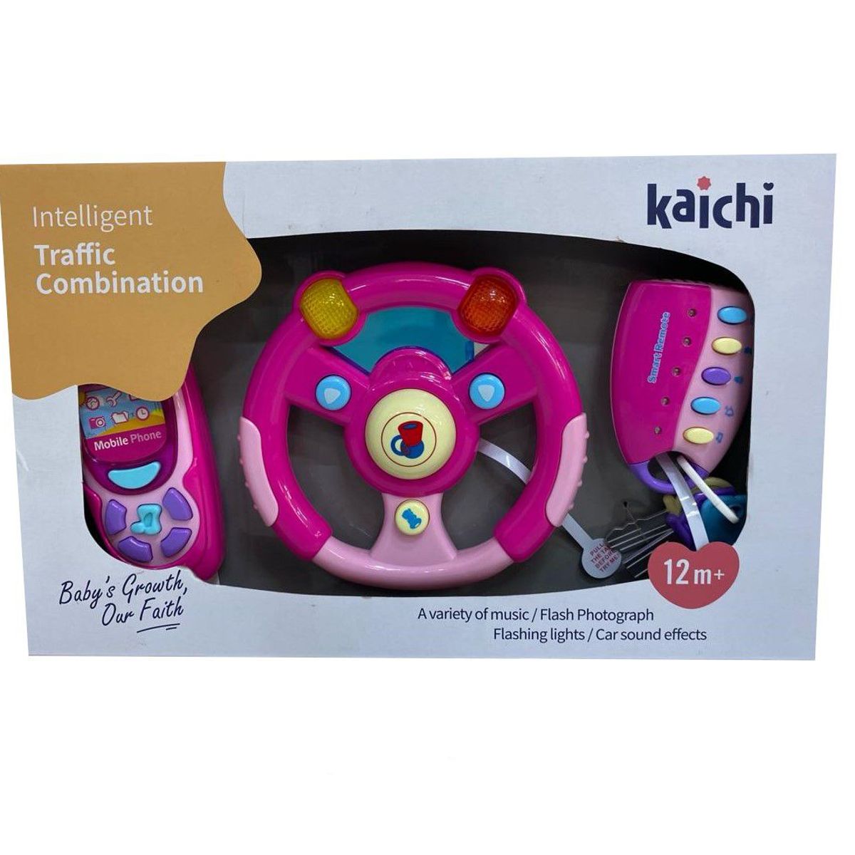 IDEAL BABY & KIDS - Timón Tres en Uno Musical  Rosado