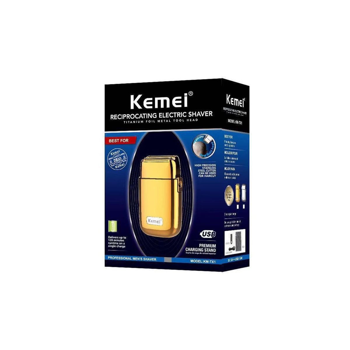 KEMEI - Afeitadora shaver profesional kemei km tx1 barber dorado