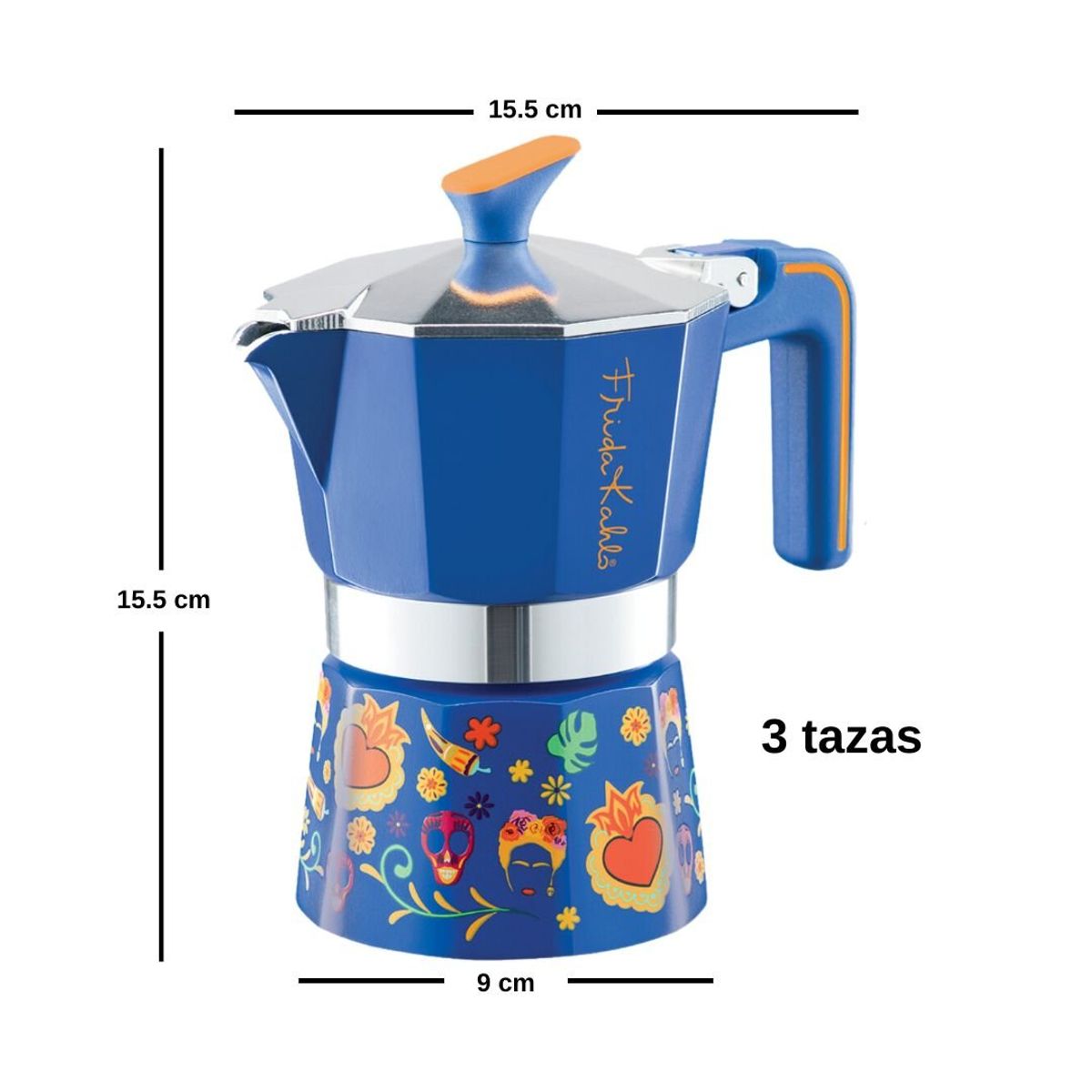 PEDRINI - Cafetera Italiana Frida Kahlo Azul 3tz - PEDRINI
