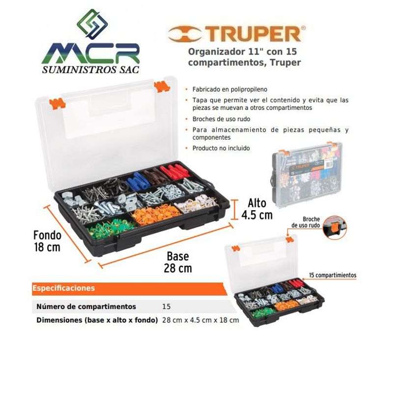 TRUPER - Organizador 11" con 15 compartimentos Truper