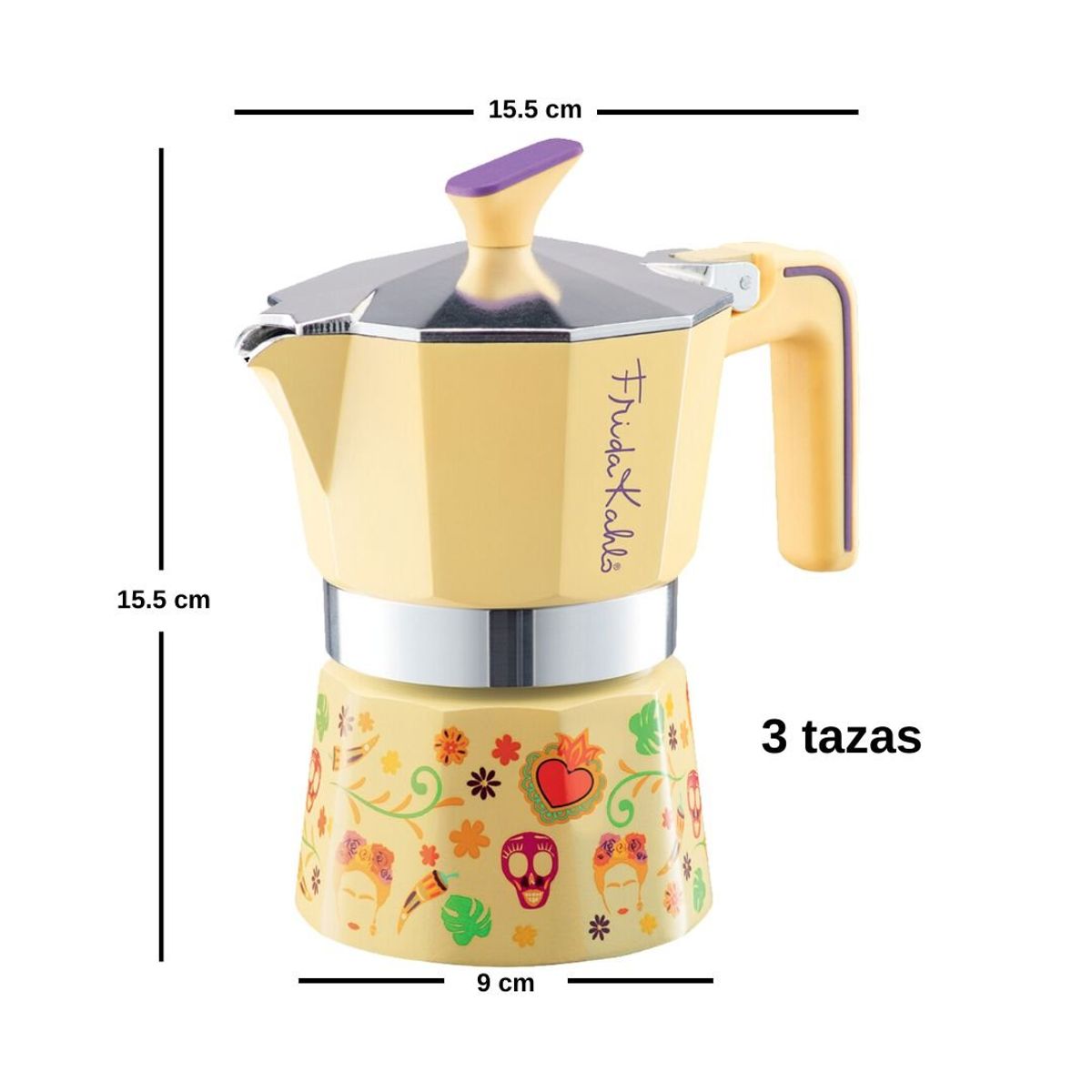 PEDRINI - Cafetera Italiana Frida Kahlo Amarillo 3tz - PEDRINI