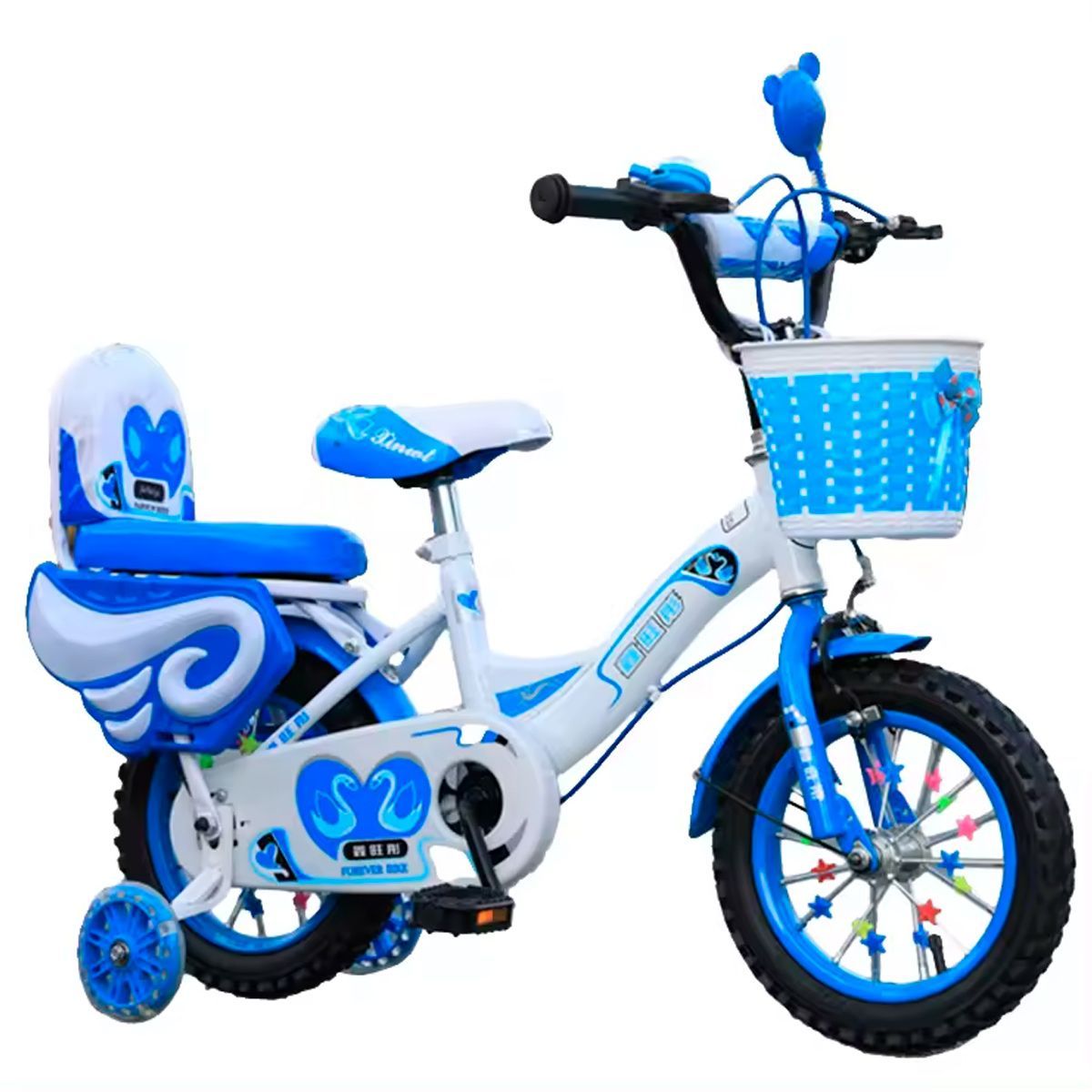 GENERICO - Bicicleta Para Niña Infantil Kids Aro16 Doble Asiento Celest