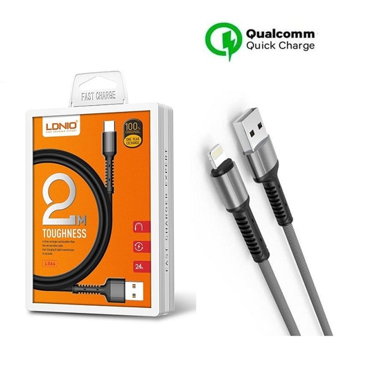 LDNIO - Ldnio Ls64 2m Toughness Usb Cable 24a Fast Charging-Lightning