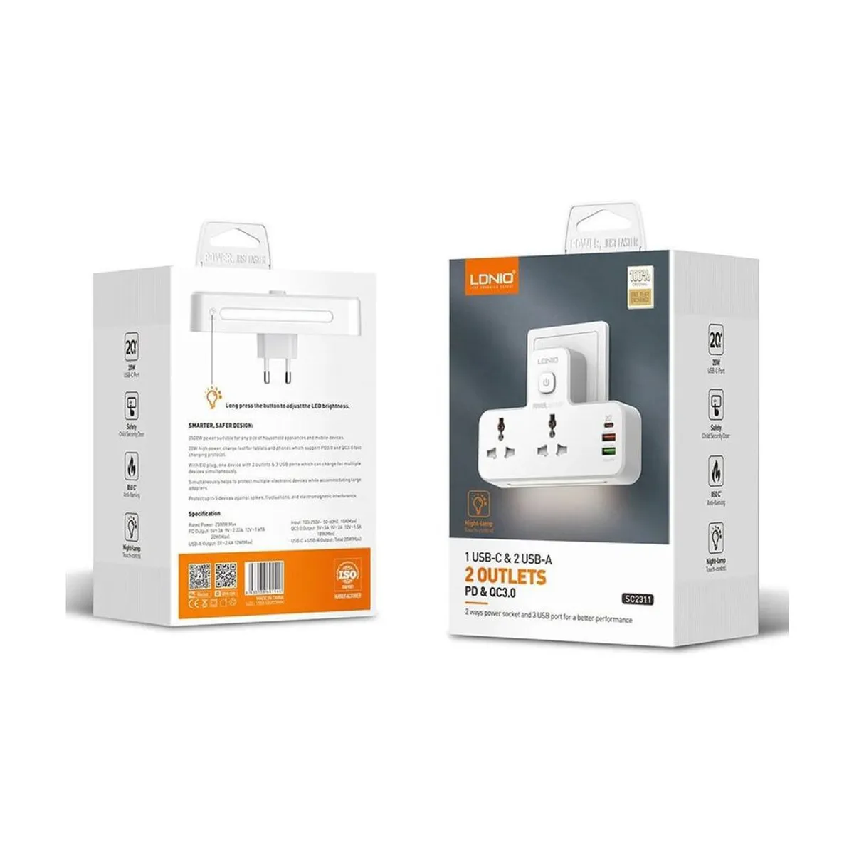 LDNIO - Ldnio SC2311 Extensión de pared  pd20w usb qc 30