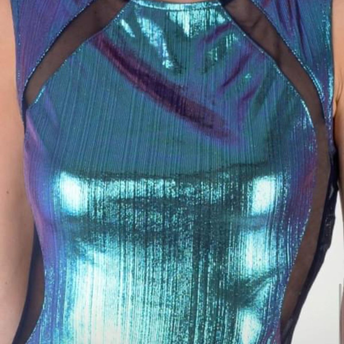 GENERICO - Vestido tornasolado entallado xs con transparencias