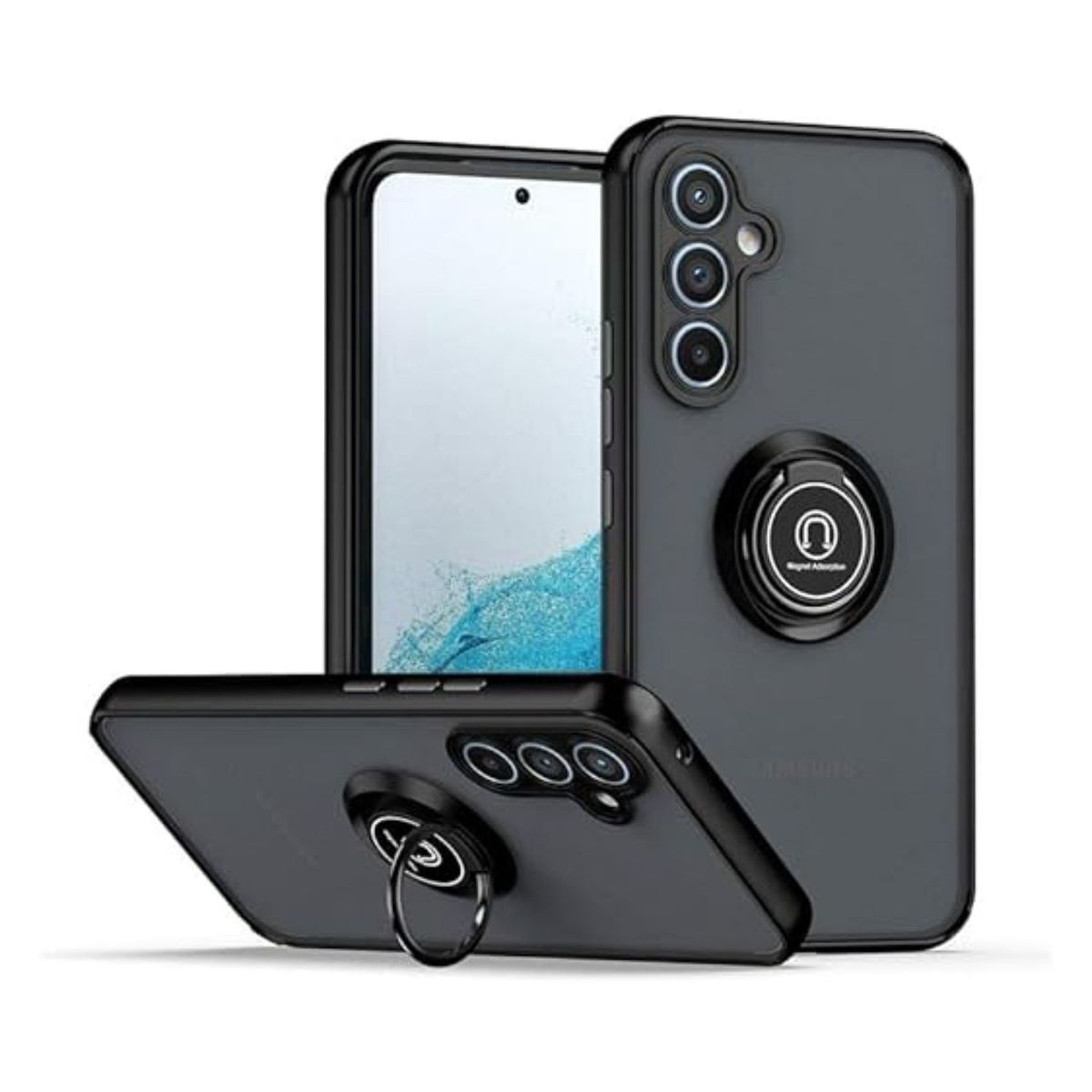 GENERICO - Funda Case para SAMSUNG A55 5G NEGRO Ahumado C Anillo Antishock